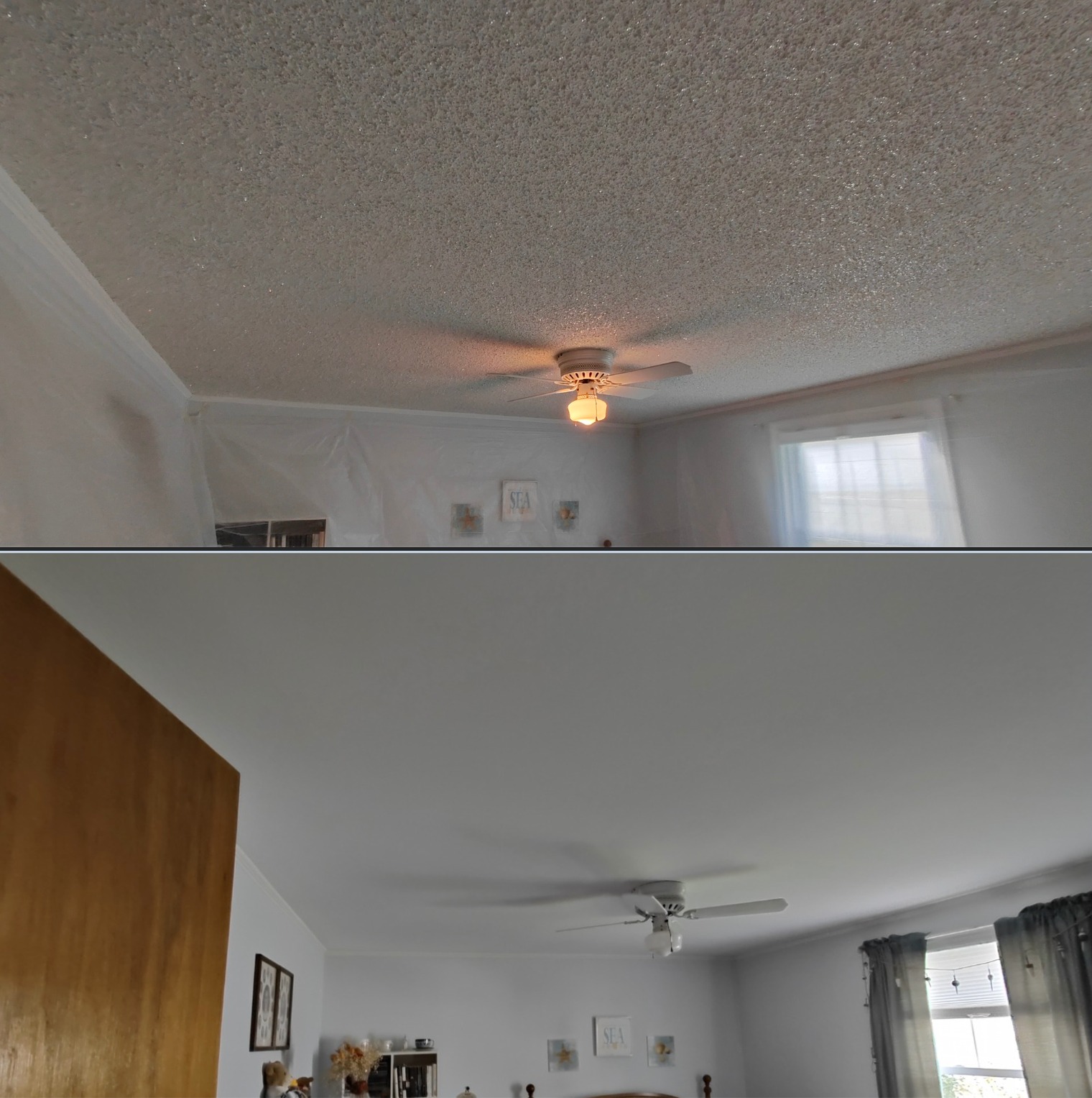Carrigan Painting portfolio image of popcorn ceiling removal from bedroom in Lancaster, NY